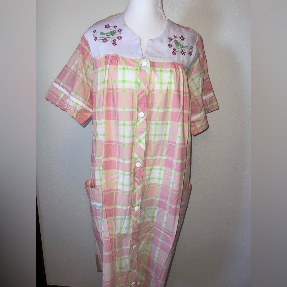 Pink Plaid Button-Up Nightgown